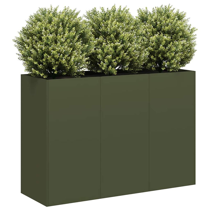Afbeelding laden in galerijviewer, Vidaxl plantenbak 120x40x80 cm koudgewalst staal olijfgroen
