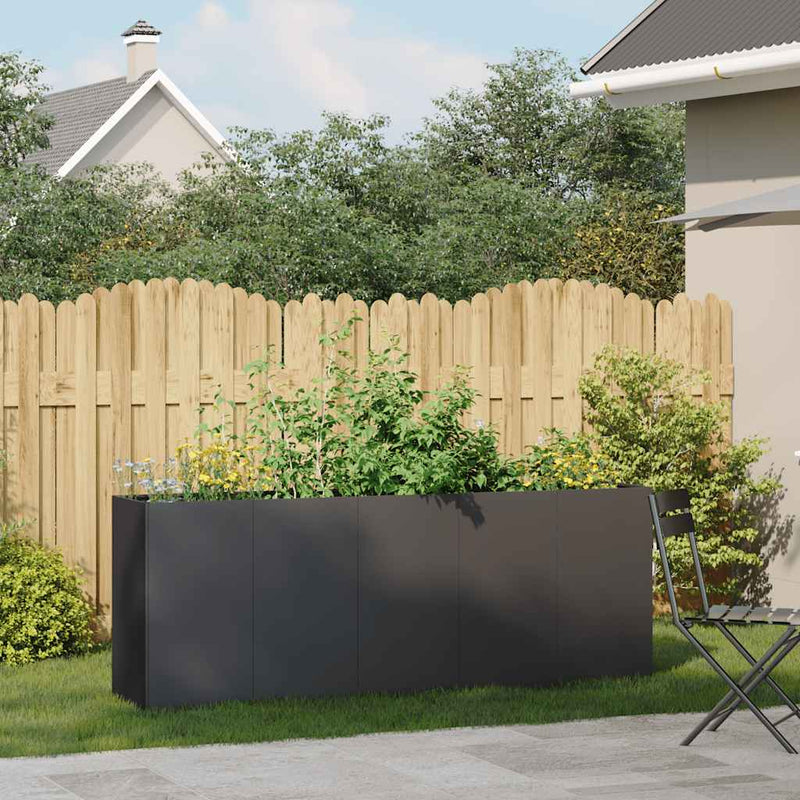 Afbeelding laden in galerijviewer, Vidaxl plantenbak 200x40x80 cm koudgewalst staal zwart