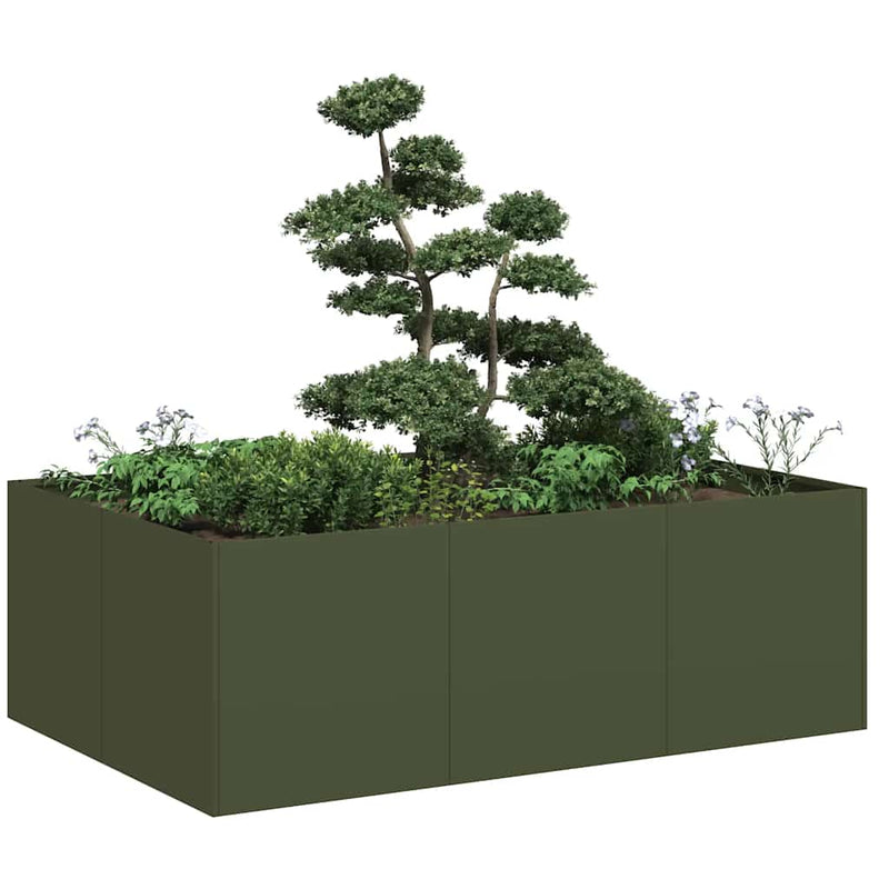 Afbeelding laden in galerijviewer, Vidaxl plantenbak 120x80x40 cm staal olijfgroen