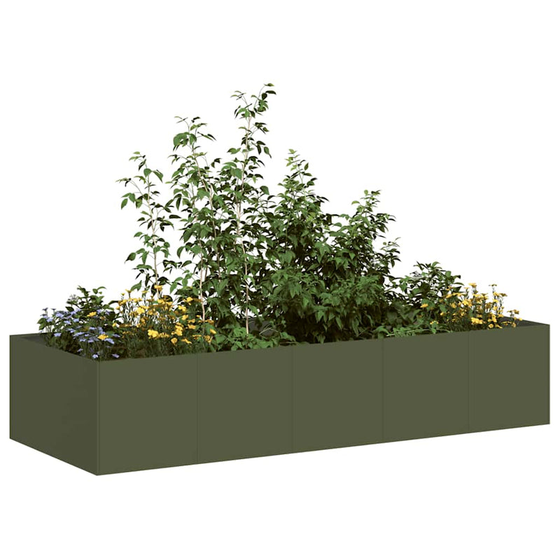 Afbeelding laden in galerijviewer, Vidaxl plantenbak 200x80x40 cm staal olijfgroen