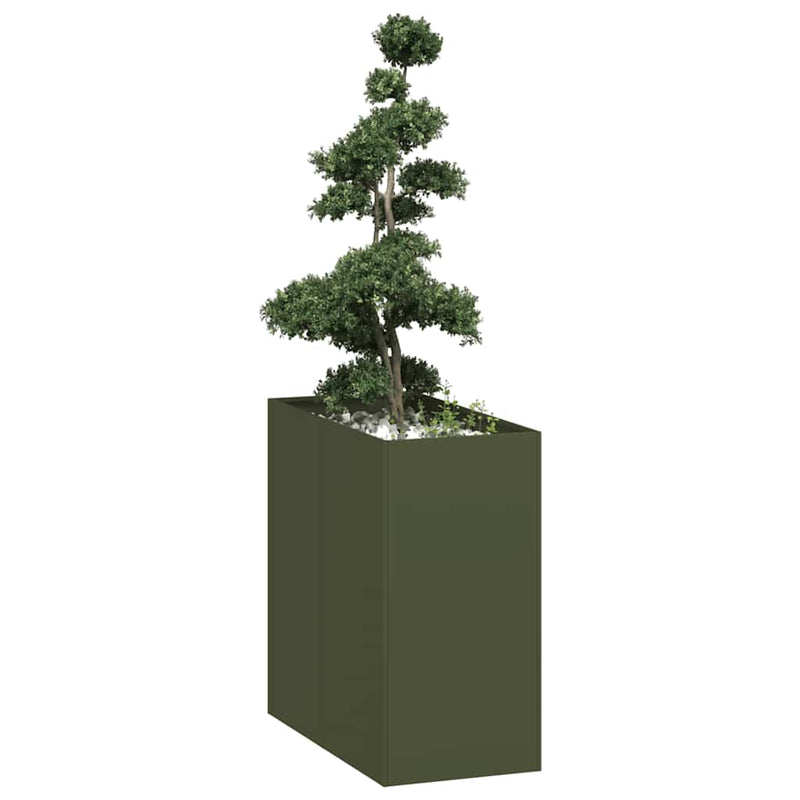 Afbeelding laden in galerijviewer, Vidaxl plantenbak 40x80x80 cm staal olijfgroen