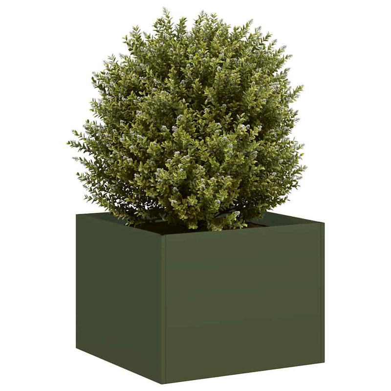Afbeelding laden in galerijviewer, Vidaxl plantenbak 40x40x30 cm staal olijfgroen