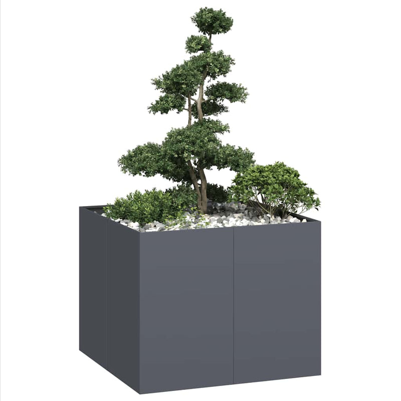 Afbeelding laden in galerijviewer, Vidaxl plantenbak 100x100x80 cm staal antracietkleurig