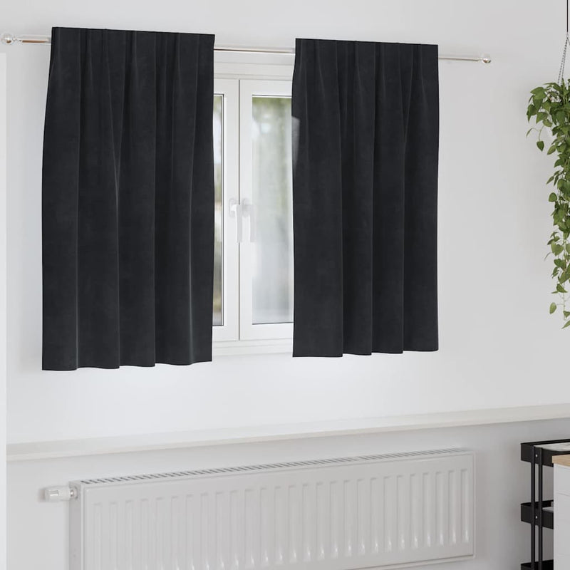 Afbeelding laden in galerijviewer, Vidaxl verduisterende gordijnen 2 pcs zwart 140 x 140 cm fluweel