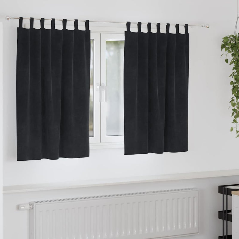 Chargez l'image dans la visionneuse de la galerie, Vidaxl verduisterende gordijnen 2 pcs zwart 140 x 140 cm fluweel