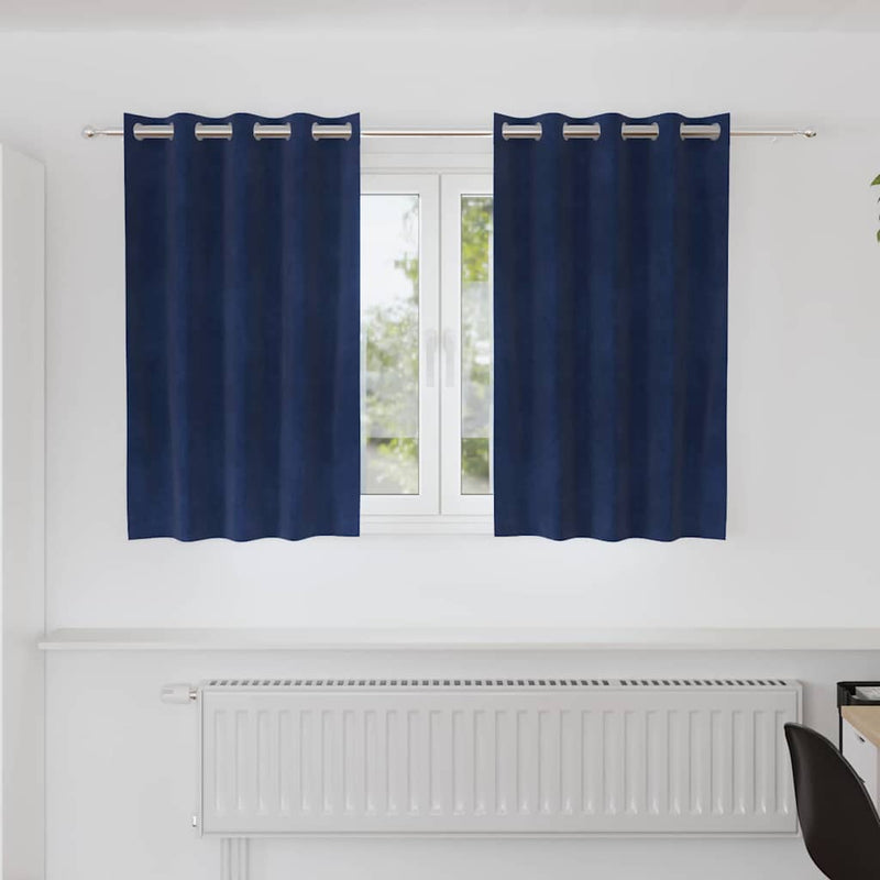 Chargez l'image dans la visionneuse de la galerie, Vidaxl verduisterende gordijnen 2 pcs donkerblauw 140 x 140 cm fluweel