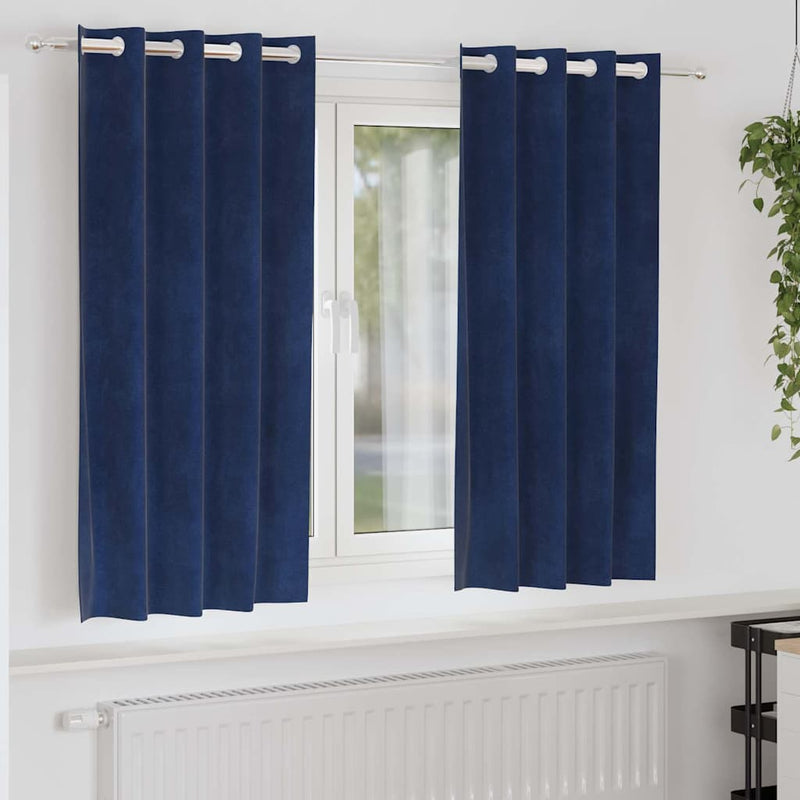 ギャラリービューアに画像をロードする, Vidaxl verduisterende gordijnen 2 pcs donkerblauw 140 x 175 cm fluweel