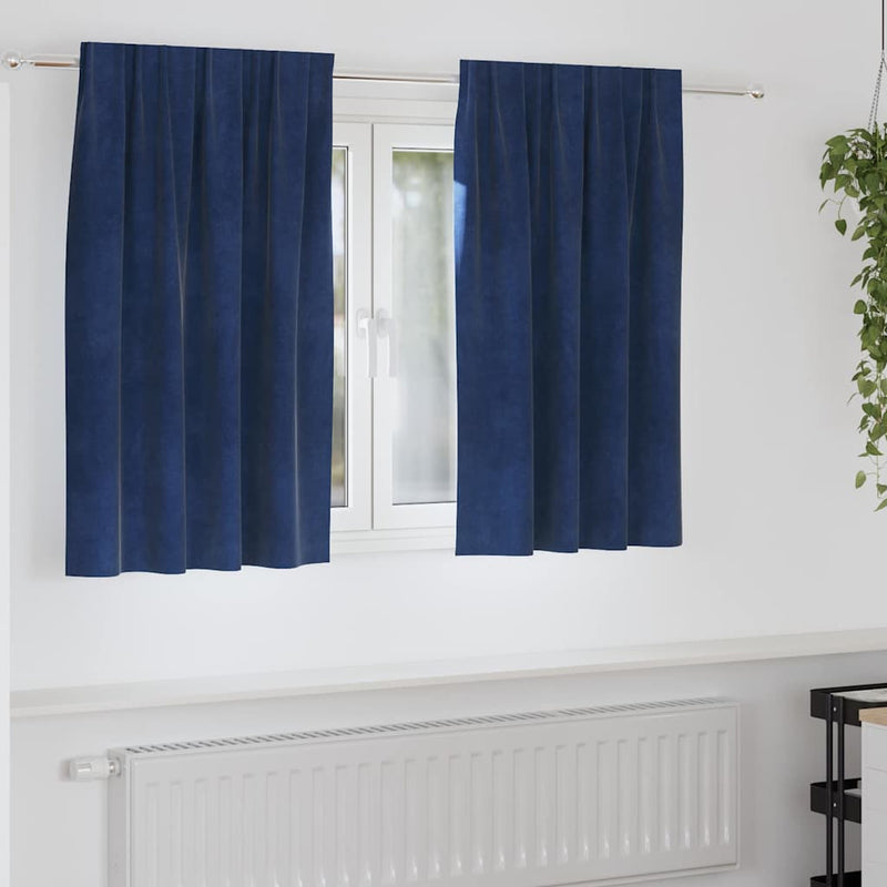 ギャラリービューアに画像をロードする, Vidaxl verduisterende gordijnen 2 pcs donkerblauw 140 x 140 cm fluweel