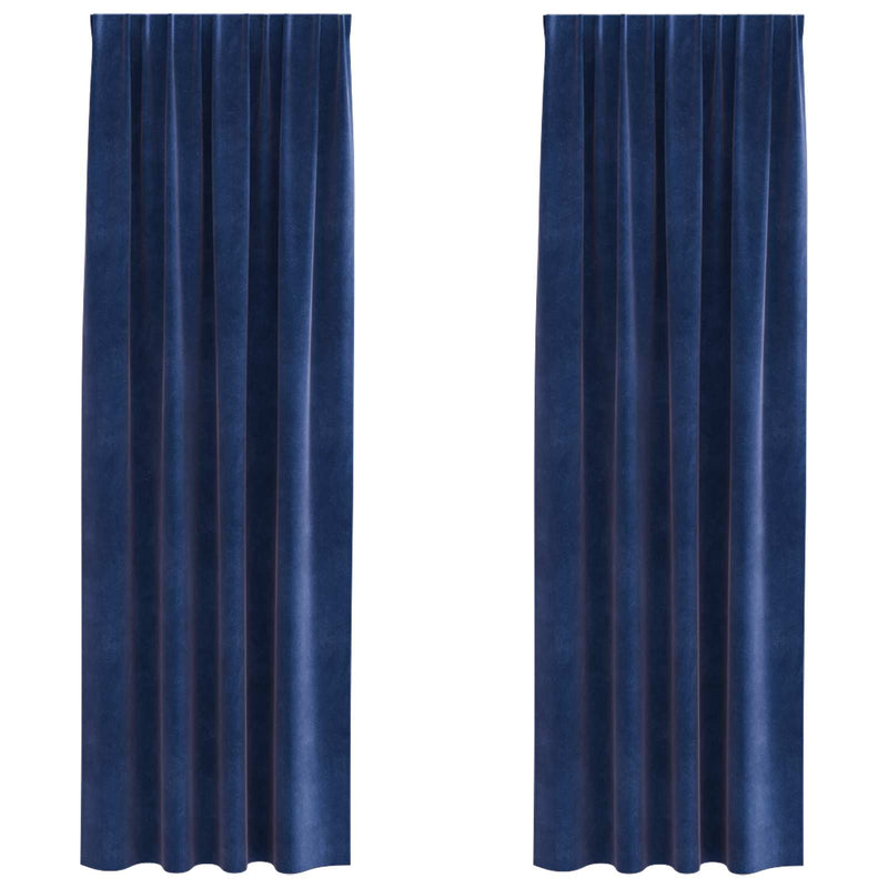 Chargez l'image dans la visionneuse de la galerie, Vidaxl verduisterende gordijnen 2 pcs donkerblauw 140 x 225 cm fluweel