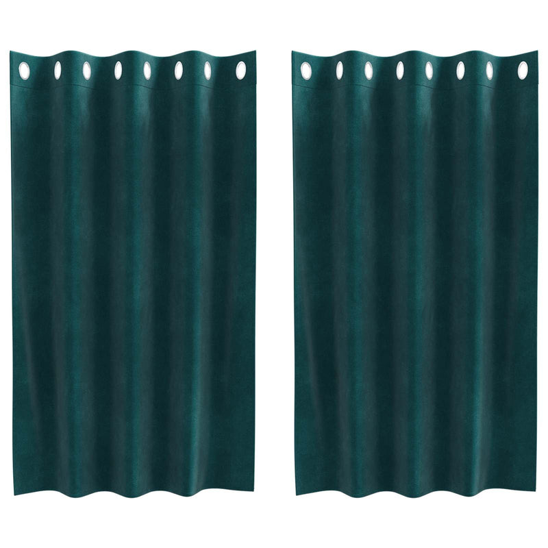 Afbeelding laden in galerijviewer, Vidaxl verduisterende gordijnen 2 pcs donkergroen 140 x 140 cm fluweel