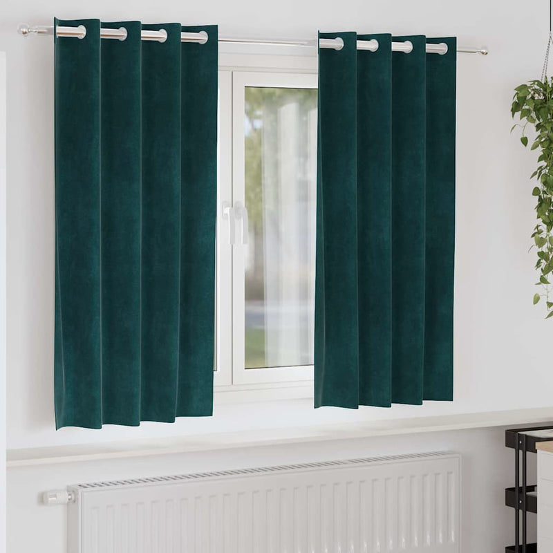 Afbeelding laden in galerijviewer, Vidaxl verduisterende gordijnen 2 pcs donkergroen 140 x 175 cm fluweel