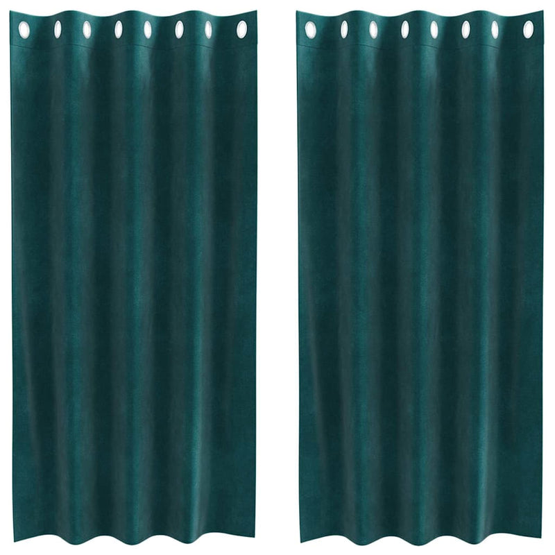 Afbeelding laden in galerijviewer, Vidaxl verduisterende gordijnen 2 pcs donkergroen 140 x 175 cm fluweel