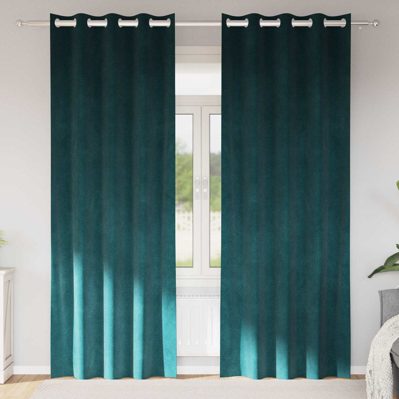 Afbeelding laden in galerijviewer, Vidaxl verduisterende gordijnen 2 pcs donkergroen 140 x 245 cm fluweel