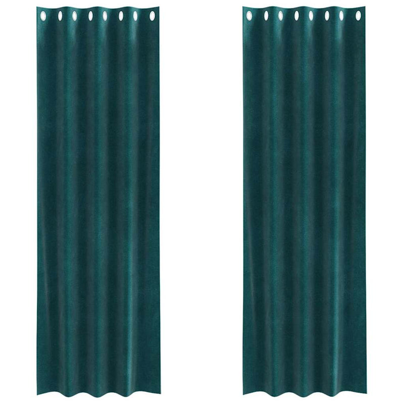 Afbeelding laden in galerijviewer, Vidaxl verduisterende gordijnen 2 pcs donkergroen 140 x 260 cm fluweel