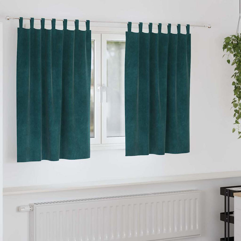 Afbeelding laden in galerijviewer, Vidaxl verduisterende gordijnen 2 pcs donkergroen 140 x 140 cm fluweel