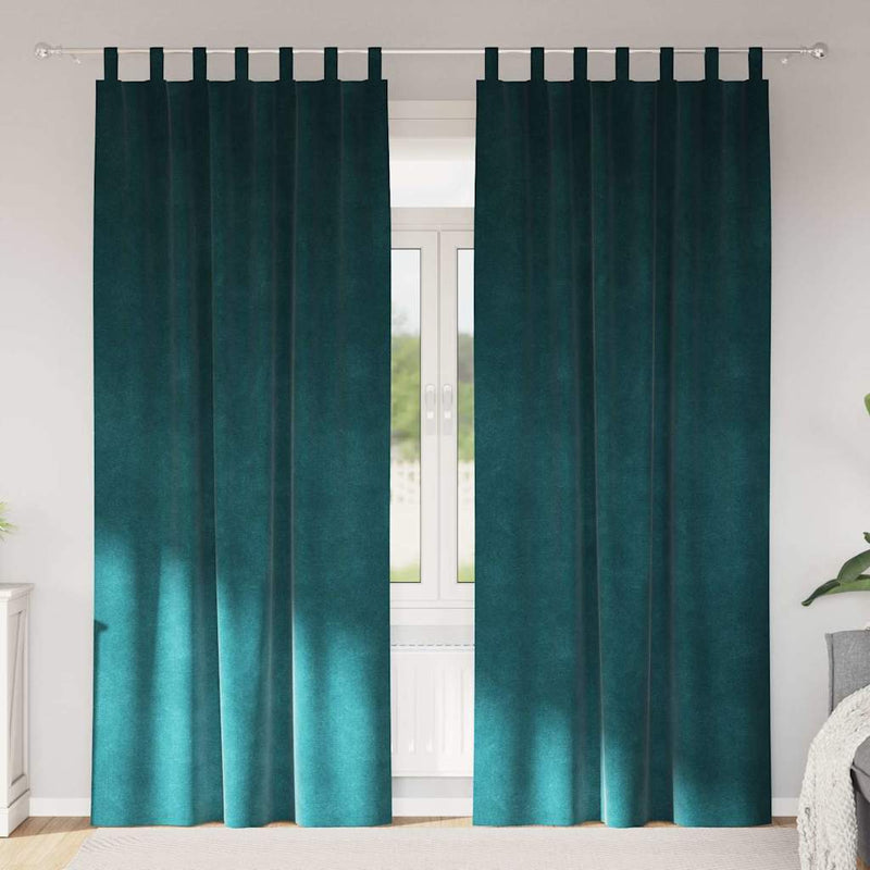 Afbeelding laden in galerijviewer, Vidaxl verduisterende gordijnen 2 pcs donkergroen 140 x 225 cm fluweel