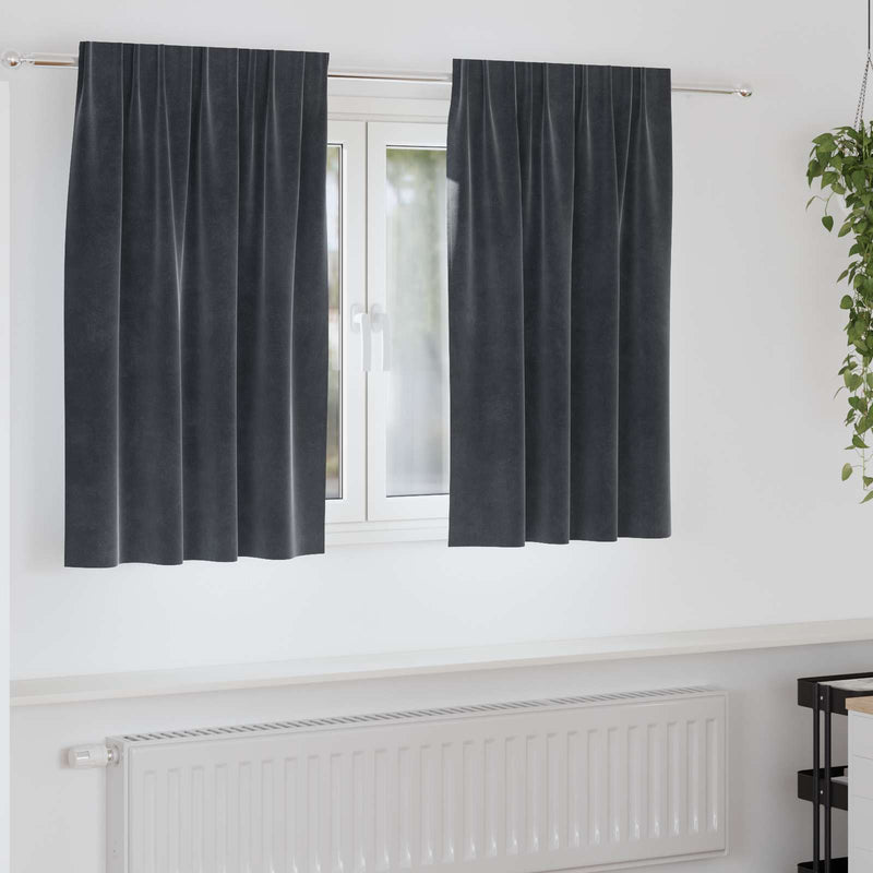 Afbeelding laden in galerijviewer, Vidaxl verduisterende gordijnen 2 pcs donkergrijs 140 x 140 cm fluweel