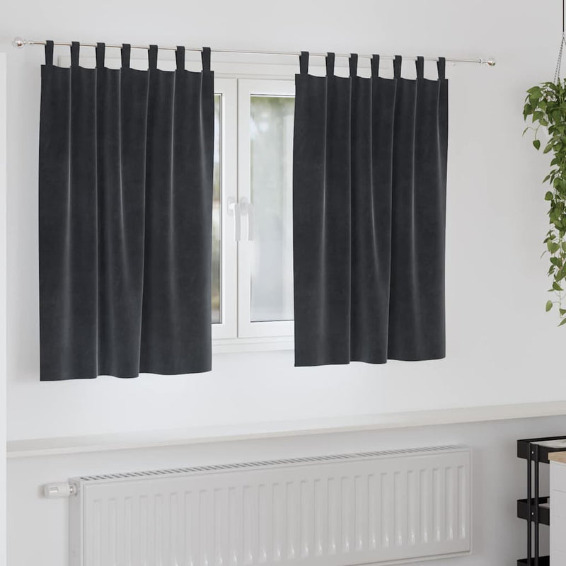 Chargez l'image dans la visionneuse de la galerie, Vidaxl verduisterende gordijnen 2 pcs donkergrijs 140 x 140 cm fluweel