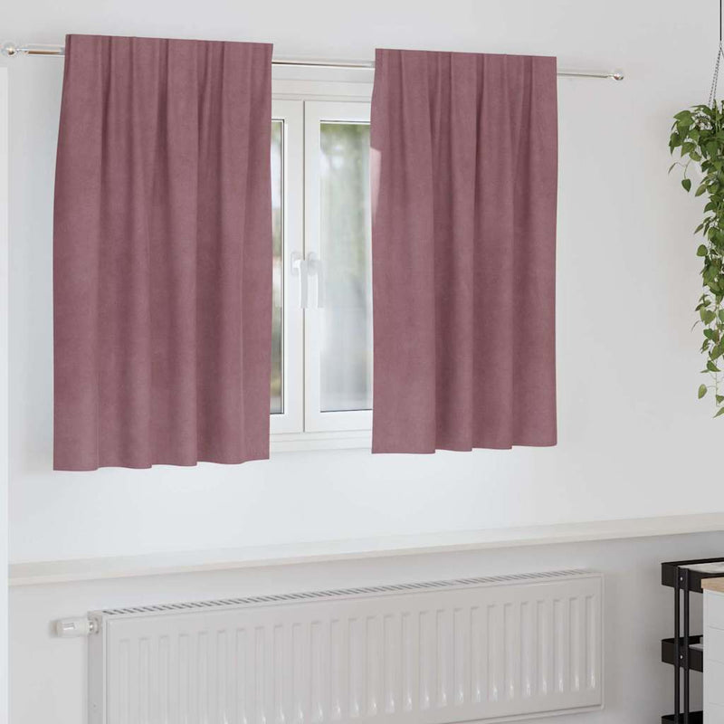 Afbeelding laden in galerijviewer, Vidaxl verduisterende gordijnen 2 pcs donkerroze 140 x 140 cm fluweel