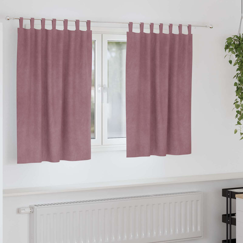 Afbeelding laden in galerijviewer, Vidaxl verduisterende gordijnen 2 pcs donkerroze 140 x 140 cm fluweel