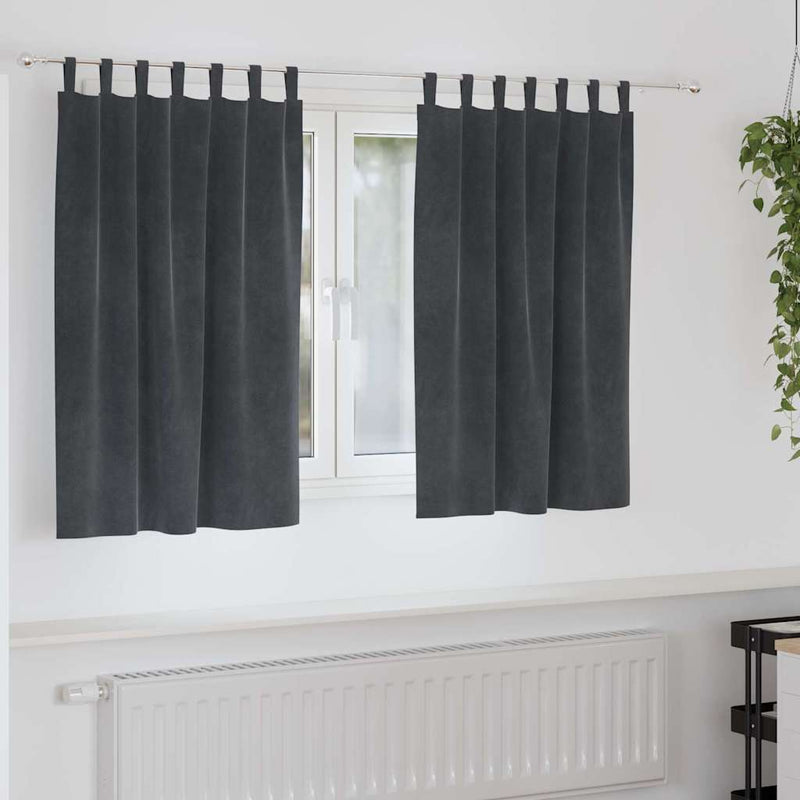 ギャラリービューアに画像をロードする, Vidaxl verduisterende gordijnen 2 pcs lichtgrijs 140 x 140 cm fluweel