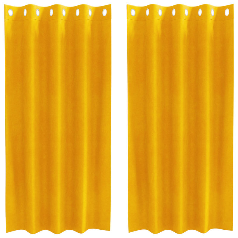 ギャラリービューアに画像をロードする, Vidaxl verduisterende gordijnen 2 pcs mosterdgeel 140 x 175 cm fluweel