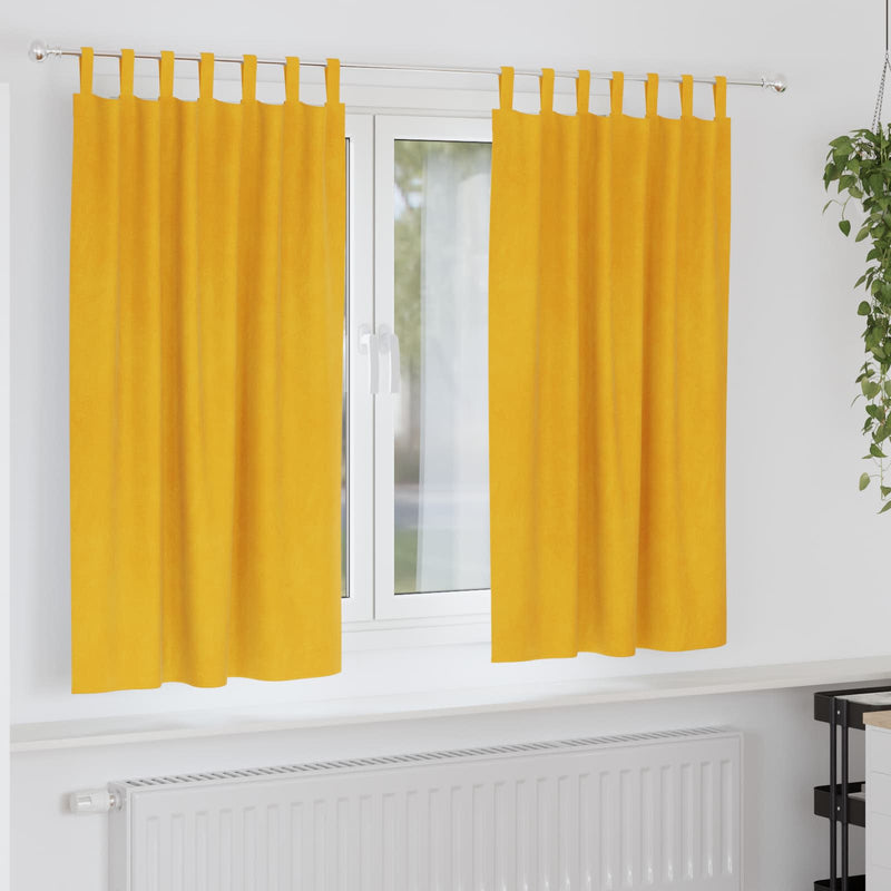 Afbeelding laden in galerijviewer, Vidaxl verduisterende gordijnen 2 pcs mosterdgeel 140 x 175 cm fluweel