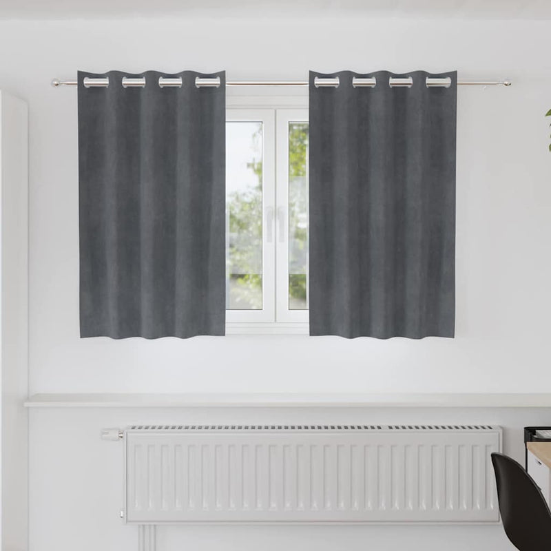 Afbeelding laden in galerijviewer, Vidaxl verduisterende gordijnen 2 pcs lichtgrijs 140 x 140 cm fluweel