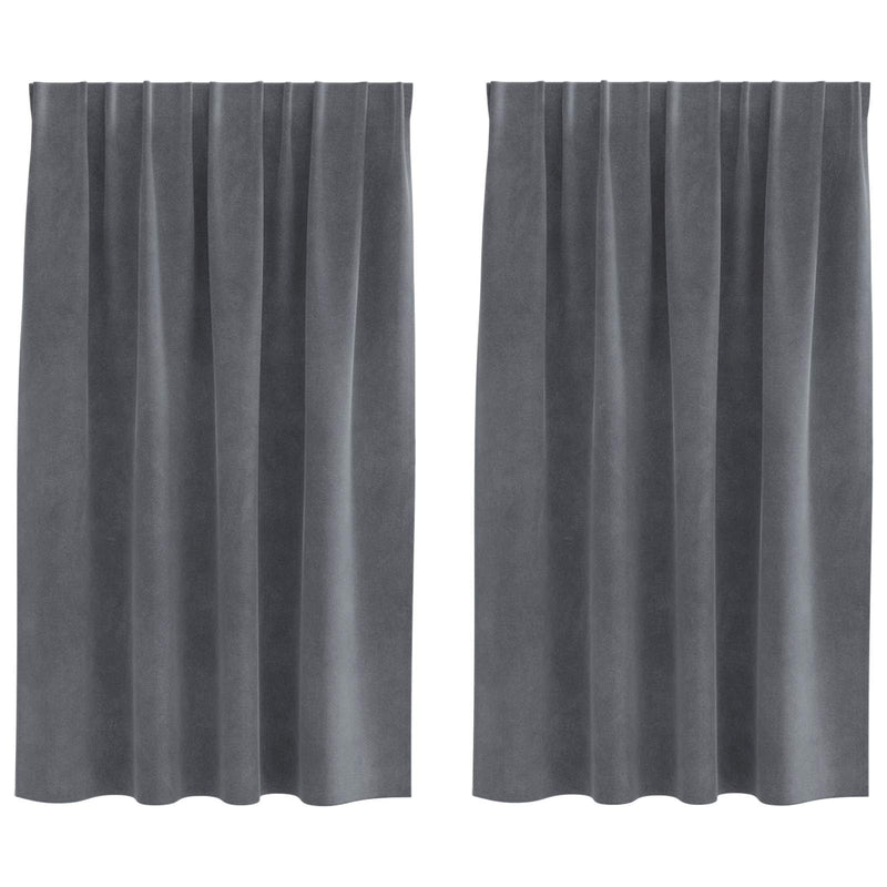 Afbeelding laden in galerijviewer, Vidaxl verduisterende gordijnen 2 pcs lichtgrijs 140 x 140 cm fluweel
