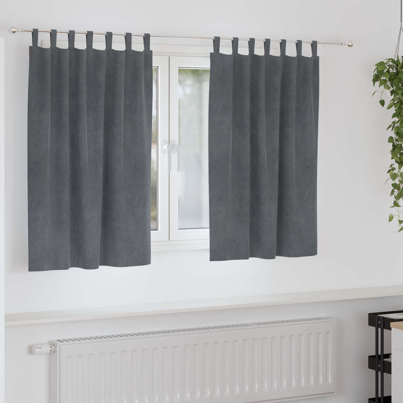 Afbeelding laden in galerijviewer, Vidaxl verduisterende gordijnen 2 pcs lichtgrijs 140 x 140 cm fluweel