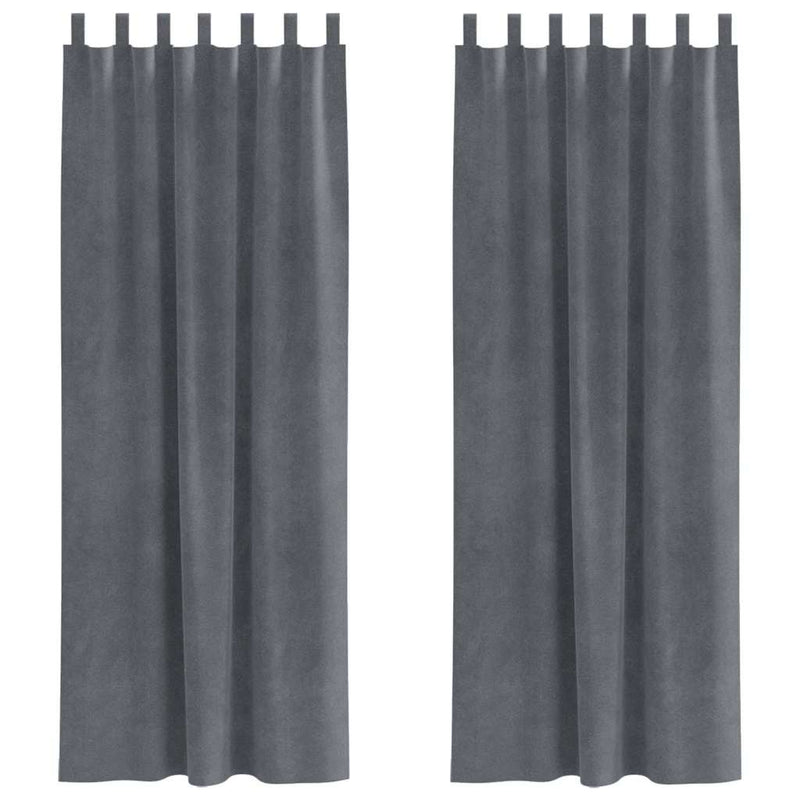 Afbeelding laden in galerijviewer, Vidaxl verduisterende gordijnen 2 pcs lichtgrijs 140 x 245 cm fluweel