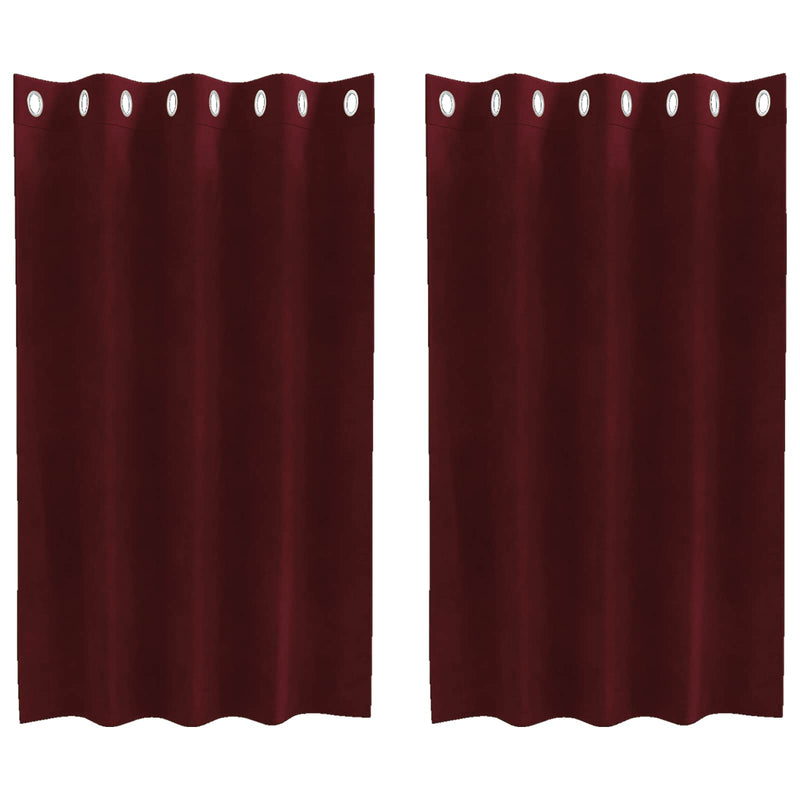 Afbeelding laden in galerijviewer, Vidaxl verduisterende gordijnen 2 pcs wijnrood 140 x 140 cm fluweel
