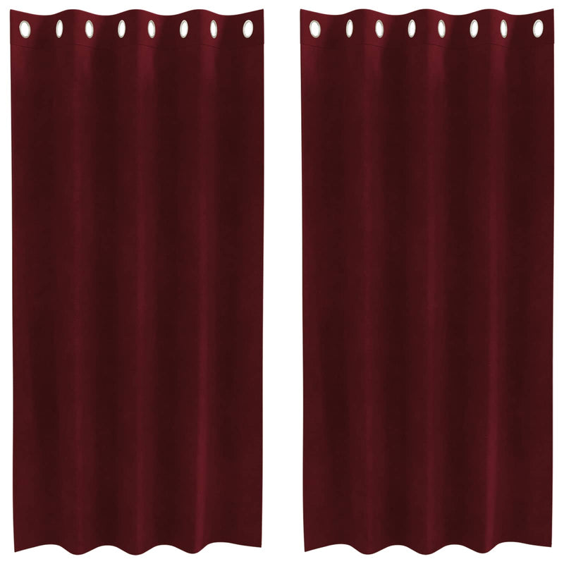 Afbeelding laden in galerijviewer, Vidaxl verduisterende gordijnen 2 pcs wijnrood 140 x 175 cm fluweel
