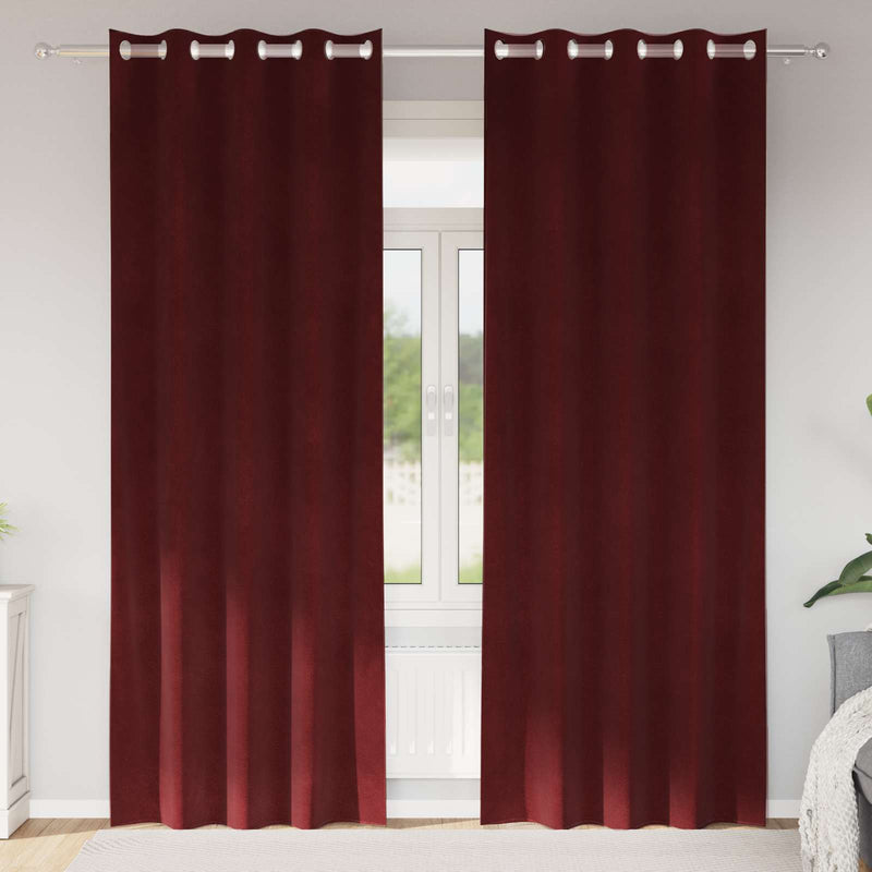 Afbeelding laden in galerijviewer, Vidaxl verduisterende gordijnen 2 pcs wijnrood 140 x 225 cm fluweel