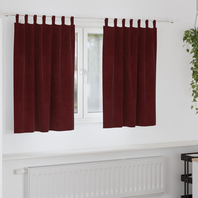 Afbeelding laden in galerijviewer, Vidaxl verduisterende gordijnen 2 pcs wijnrood 140 x 140 cm fluweel
