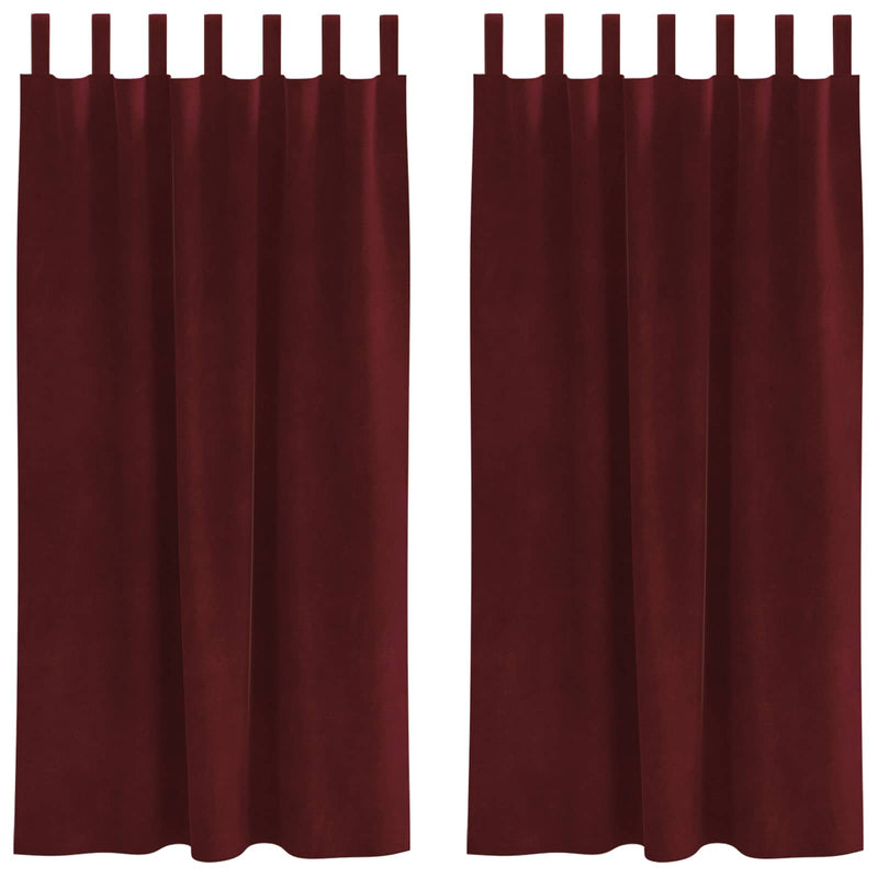 Afbeelding laden in galerijviewer, Vidaxl verduisterende gordijnen 2 pcs wijnrood 140 x 175 cm fluweel