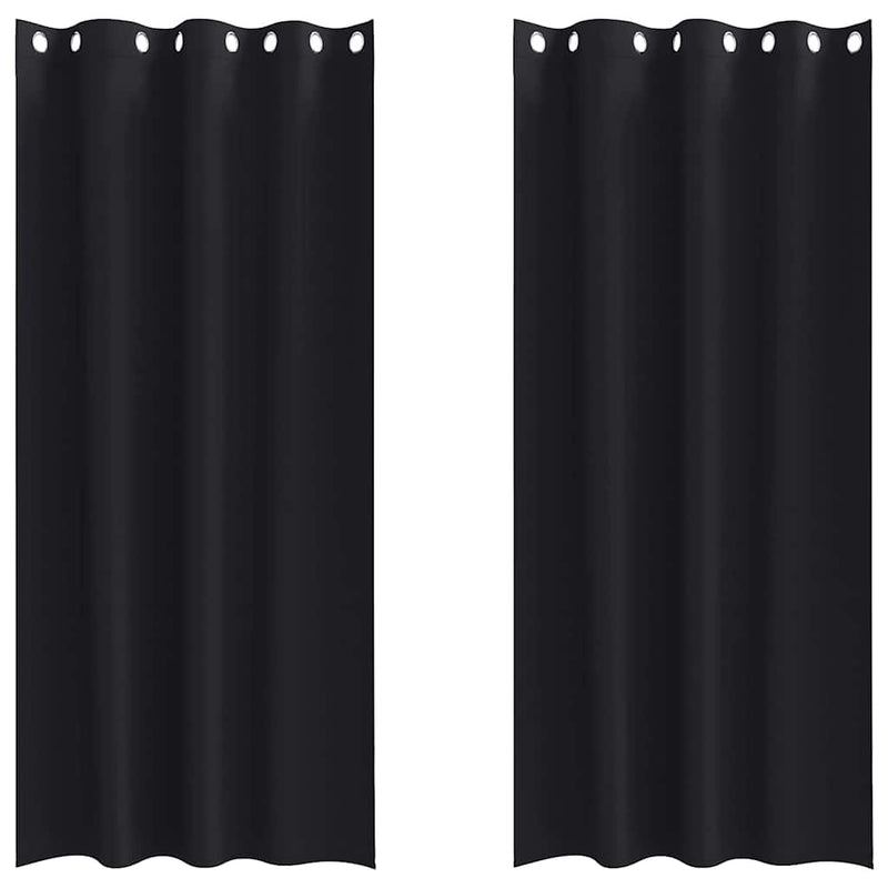 Chargez l'image dans la visionneuse de la galerie, Vidaxl zwart-out gordijnen met ringen 2 pcs zwart 225 x 140 cm