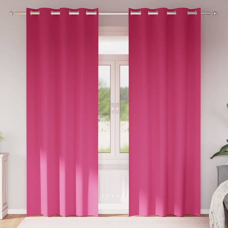 Afbeelding laden in galerijviewer, Vidaxl zwart-out gordijnen met ringen 2 pcs felroze 225 x 140 cm