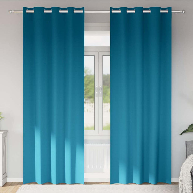 Chargez l'image dans la visionneuse de la galerie, Vidaxl zwart-out gordijnen met ringen 2 pcs turquoise 245 x 140 cm