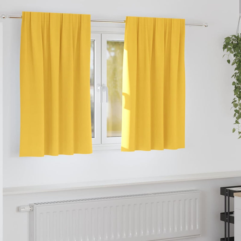 Afbeelding laden in galerijviewer, Vidaxl zwart-out gordijnen met ringen 2 pcs mosterdgeel 140 x 140 cm