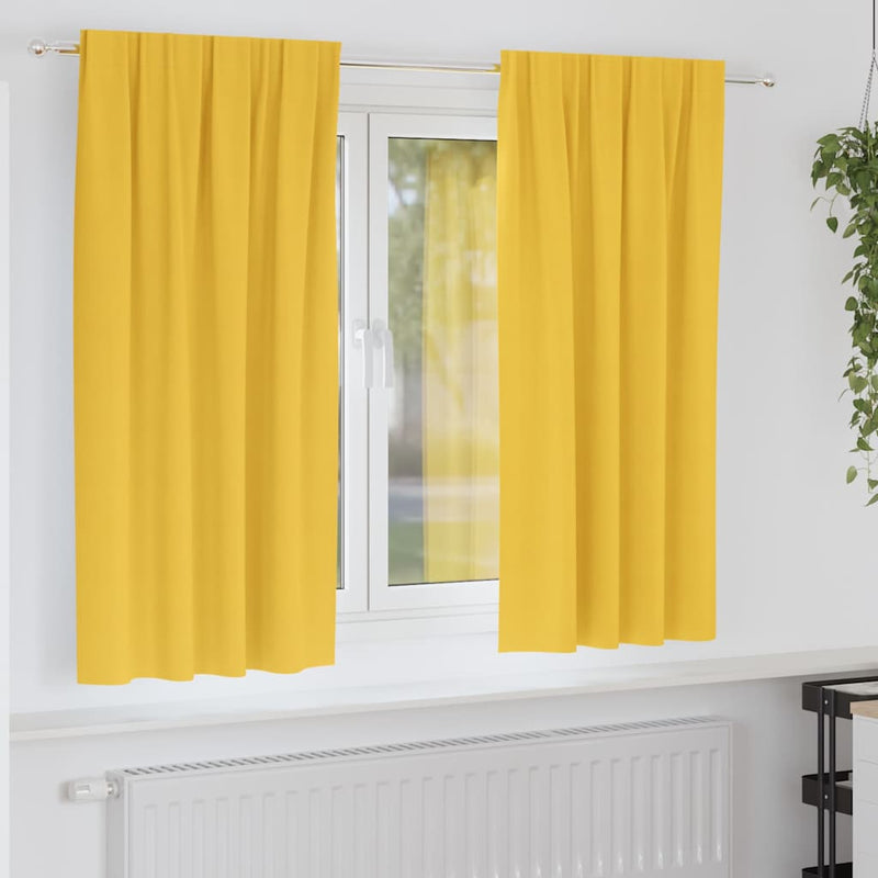 Afbeelding laden in galerijviewer, Vidaxl zwart-out gordijnen met ringen 2 pcs mosterdgeel 175 x 140 cm