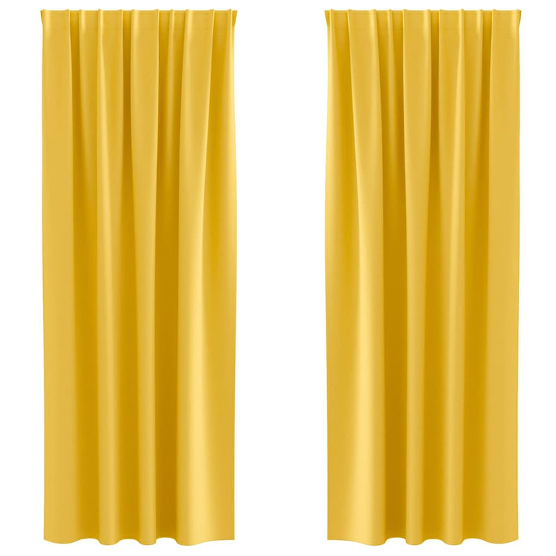 Afbeelding laden in galerijviewer, Vidaxl zwart-out gordijnen met ringen 2 pcs mosterdgeel 225 x 140 cm