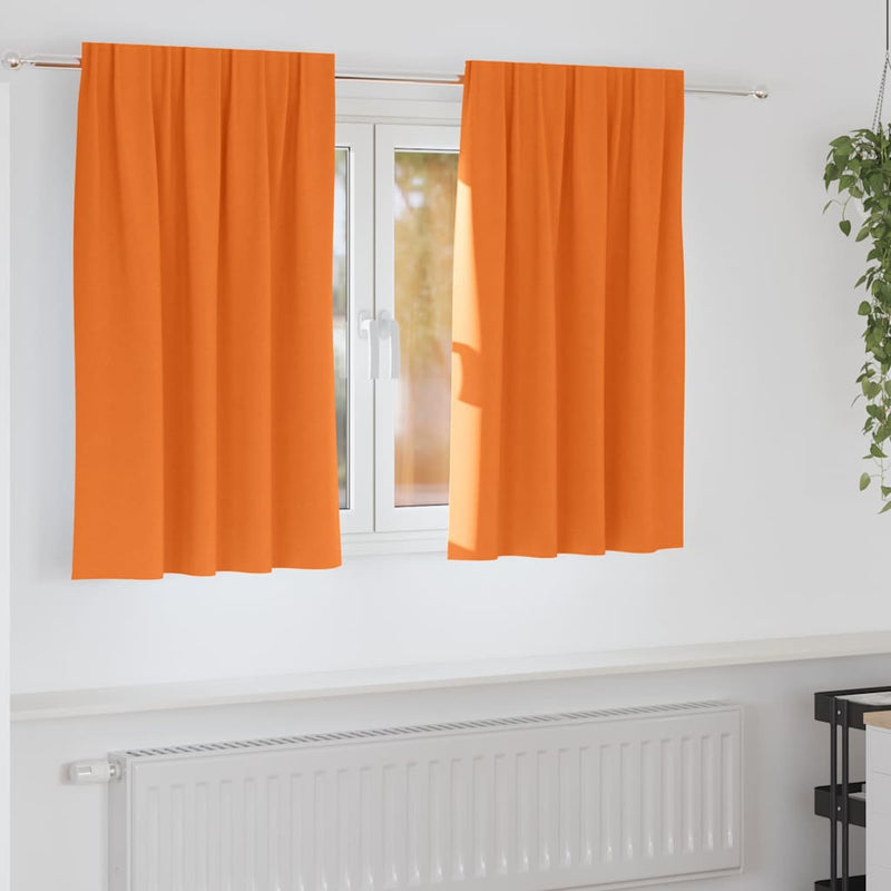 Afbeelding laden in galerijviewer, Vidaxl zwart-out gordijnen met ringen 2 pcs feloranje 140 x 140 cm