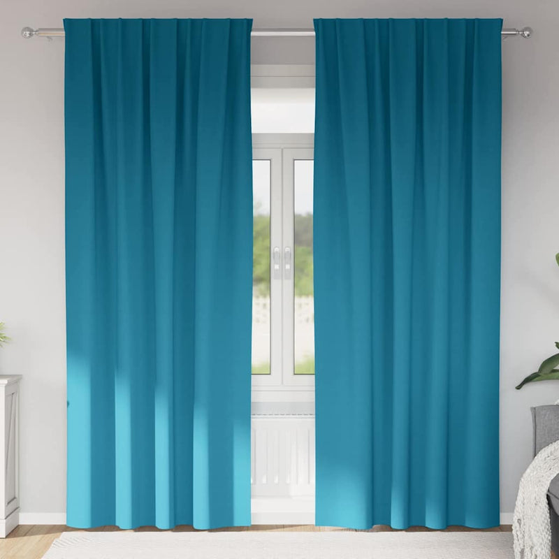 ギャラリービューアに画像をロードする, Vidaxl zwart-out gordijnen met ringen 2 pcs turquoise 260 x 140 cm