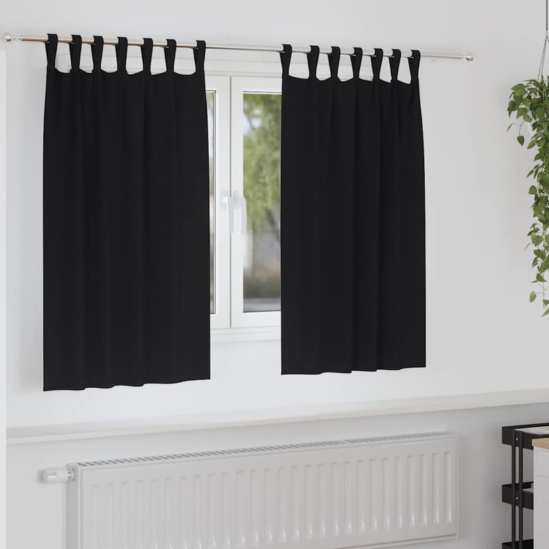 Afbeelding laden in galerijviewer, Vidaxl zwart-out gordijnen met ringen 2 pcs zwart 140 x 140 cm