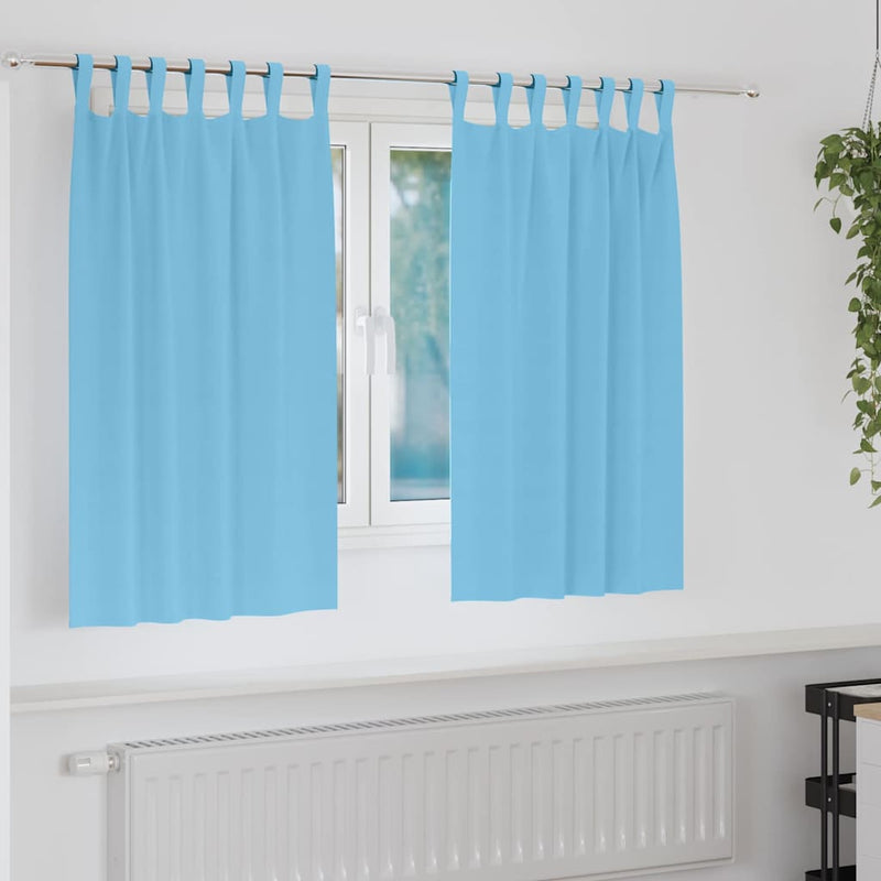 Afbeelding laden in galerijviewer, Vidaxl zwart-out gordijnen met ringen 2 pcs lichtblauw 140 x 140 cm