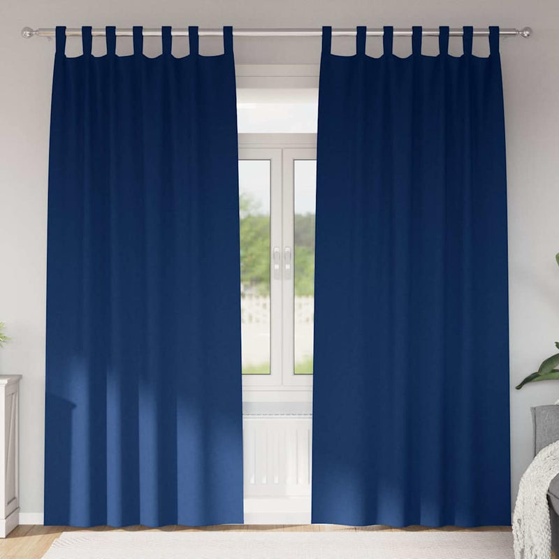 Afbeelding laden in galerijviewer, Vidaxl zwart-out gordijnen met ringen 2 pcs donkerblauw 245 x 140 cm