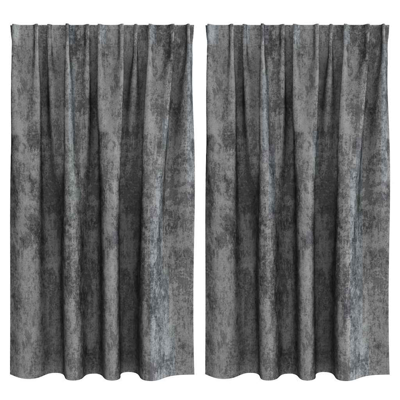 Chargez l'image dans la visionneuse de la galerie, Vidaxl velvet gordijnen met gordijnen 2 pcs grijs 140 x 140 cm fluweel