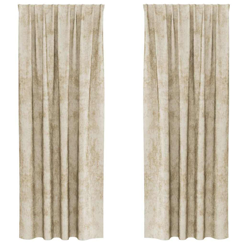 Chargez l'image dans la visionneuse de la galerie, Vidaxl velvet gordijnen met gordijnen 2 pcs crème 260 x 140 cm fluweel