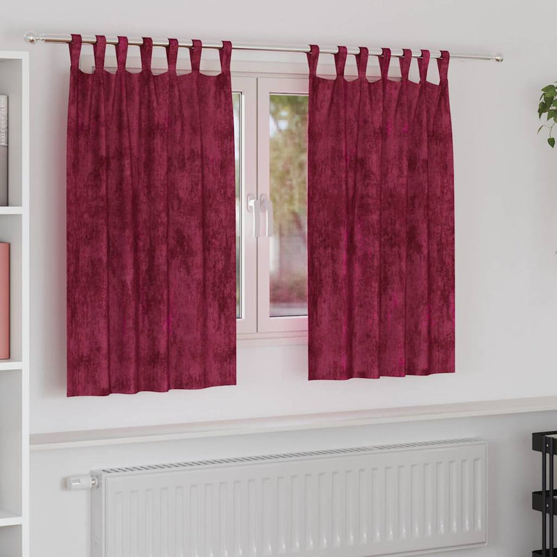 ギャラリービューアに画像をロードする, Vidaxl velvet gordijnen 2 pcs wijnrood 140 x 140 cm fluweel